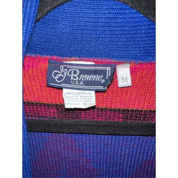 Oversized Aztec Inspired Cardigan-Vintage JJ BROWNE Made in USA-FAST SHIPPING - Picture 3 of 7